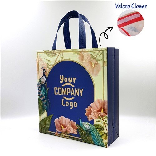 Blue Jewellery Peacock Printed Non woven Carry Bag