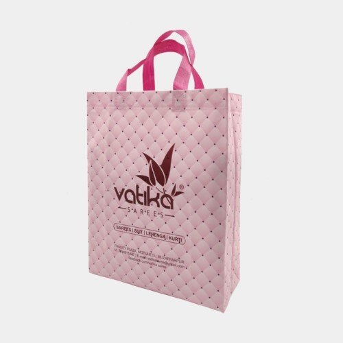 Vatika Sarees Pink-Dotted Laminated Box Bag