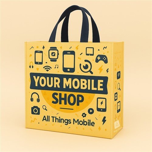 Yellow Icon Mobile Non Woven Carry Bag
